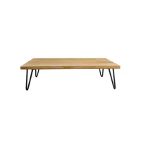 table basse rectangulaire bois manguier massif et métal noir l117 cm vibes