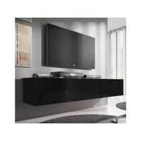 meuble tv 1 porte  160 x 30 x 40cm  noir finition brillante  modèle nora tvam017blblxl