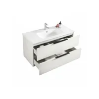 meuble de salle de bain suspendu 80 cm en mélaminé bali orme blanc