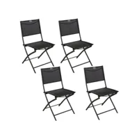 lot de 4 chaises de jardin pliable modula - acier et polyester - gris anthracite