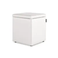 pouf cube rangement similicuir blanc 1 unité 3790504