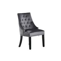 chaise de salle à manger simple windsor - rembourrage en velours moelleux et pieds en bois massif robustes - parfait pour votre salle à manger et salon - gris foncé