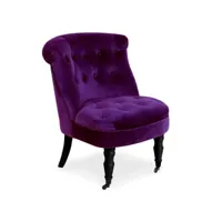 paris prix - fauteuil crapaud en velours naloje 76cm violet
