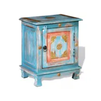 table de chevet 1 porte oriental manguier massif bleu turquoise pinkie