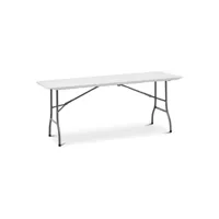 table pliante de jardin d'extérieur traiteur (180 x 75 x 74 cm, capacité de charge : 150 kg, acier, polyéthylène (pe-hd), coloris : blanc) helloshop26 14_0004485