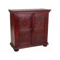 meuble console, table console en bois sculpté coloris rouge - longueur 90  x profondeur 40  x hauteur 90  cm
