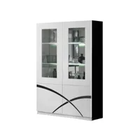 alyssa - vitrine 2 portes laquée brillant noir et blanc