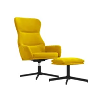 fauteuil salon - fauteuil de relaxation avec tabouret jaune moutarde velours 70x77x94 cm - design rétro best00007575222-vd-confoma-fauteuil-m05-2325