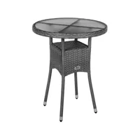 stilista® table d'appoint ronde verre au lait plateau de table poly rotin, choix de couleurs et de tailles, 60 cm gris