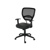 fauteuil chaise de bureau sur roulettes pivotante en tissu mesh et synthétique noir avec accoudoirs 04_0001909