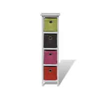 armoire de rangement, étagère de rangement et paniers multicolores bois de paulownia pks75389 meuble pro
