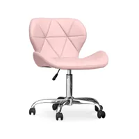 chaise de bureau à roulettes - chaise de bureau pivotante - tapissée en simili cuir - wito rose