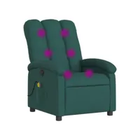 fauteuil de massage inclinable, fauteuil de relaxation, chaise de salon vert foncé tissu fvbb18980 meuble pro