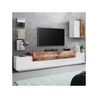 meuble tv moderne 240cm 4 placards 3 portes blanc bois corona low maple ahd amazing home design