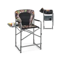 giantex chaise de camping pliante avec dossier incliné-accoudoirs rembourrés de mousse et repose-pieds amovible-charge 150kg