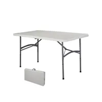 giantex table de jardin pliable et portable blanche 152x72x74 cm en hdpe robuste charge max: 150kg