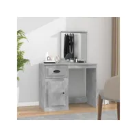 coiffeuse et miroir gris béton 90x50x132,5 cm bois d'ingénierie meuble pro frco72779