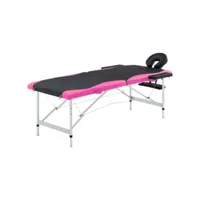 table de massage pliable 2 zones lit de massage  table de soin aluminium noir et rose meuble pro frco76000
