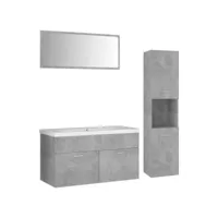 colonne salle de bain - moderne ensemble de meubles de salle de bain gris béton aggloméré fr2024