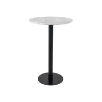 tyrol - table haute ø70cm aspect marbré et pied métal noir