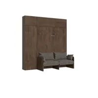 armoire lit escamotable vertical 160 kentaro sofa avec colonne et élements hauts noyer - alessia 20