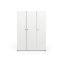 armoire penderie + lingère 3 portes battantes blanc-chêne clair - zily - l 134.5 x l 52 x h 185.5 cm