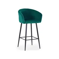 chaise de bar bobby velours vert