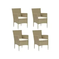 lot de 4 chaises  chaises de salle à manger chaise de jardin  résine tressée beige meuble pro frco15193