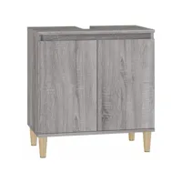 meuble d'évier- meuble sous lavabo - armoire sous vasque sonoma gris 58x33x60 cm bois d'ingénierie pewv54045 meuble pro