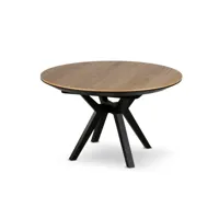 pampa - table à manger ronde extensible - bois et noir - 130 cm - lisa design - noir et bois