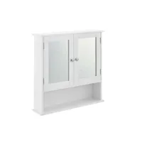 armoire de salle de bain vintage avec miroir meuble de salle de bain avec porte 3 surface de stockage mdf laqué 58 cm blanc helloshop26 03_0000784