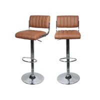 chaise de bar houston marron 61-83 cm (lot de 2)