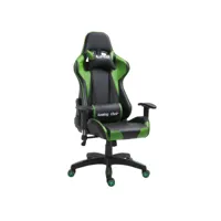 chaise de bureau gaming fauteuil ergonomique avec coussins, siège style racing racer gamer chair, revêtement synthétique noirvert