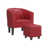 fauteuil salon - fauteuil cabriolet avec repose-pied rouge bordeaux similicuir 70x56x68 cm - design rétro best00006195922-vd-confoma-fauteuil-m05-987