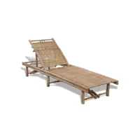 transat chaise longue bain de soleil lit de jardin terrasse meuble d'extérieur bambou helloshop26 02_0012698