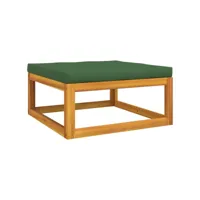repose-pied de jardin, tabouret pouf, tabouret bas avec coussin verts bois massif d'acacia lqf47350 meuble pro