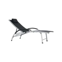 transat chaise longue bain de soleil lit de jardin terrasse meuble d'extérieur aluminium textilène noir helloshop26 02_0012259