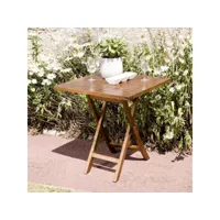 hanna - table de jardin 2 personnes - carrée pliante 70x70cm en bois teck huilé