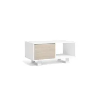 table basse avec portes, salle à manger, modèle wind, couleur blanc-chêne, 92x50x45cm mesawindblrotalb