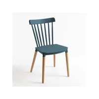 chaise de cuisine bleu canard avec pieds en métal effet naturel trina