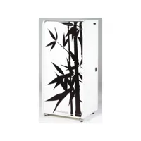 meuble informatique à rideau blanc imprimé bambous orga 140cm