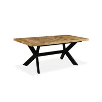 table de salon salle à manger design bois de manguier solide et acier 180 cm helloshop26 0902175