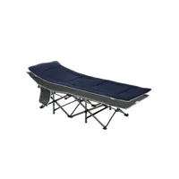 lit de camp lit d'appoint pliable - pochette rangement, tétière, sac de transport, matelas inclus métal oxford gris bleu