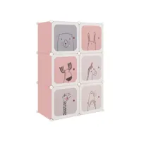 vidaxl armoire de rangement pour enfants avec 6 cubes rose pp