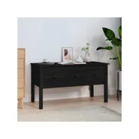 table basse table de salon  bout de canapé noir 102x49x55 cm bois massif de pin meuble pro frco56581