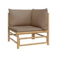 canapé d'angle de jardin avec coussins taupe bambou