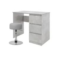 bureau avec trois tiroirs 90x76x50 cm gris en bois ml-design 490006677
