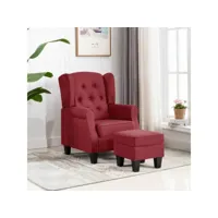fauteuil avec repose-pied  fauteuil de relaxation fauteuil salon rouge bordeaux tissu meuble pro frco92657