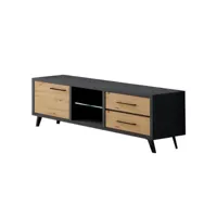 isaac - meuble tv - bois et noir - 160 cm - style industriel - bestmobilier - noir et bois
