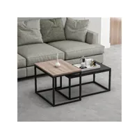 homemania table basse leka - noyer, noir - 60 x 47 x 45 cm hio8681847189237